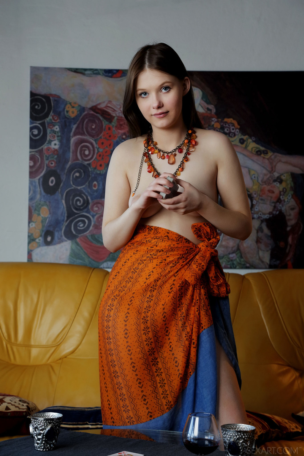 Stunning brunette Stasey plays with a stacked deck, brushing her cards against her puffy nipples to make them tingle 01